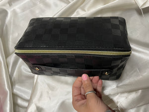 Checkered Luxury Make Up Bag