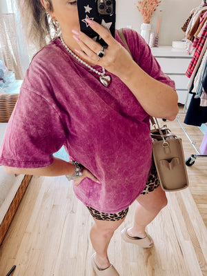 Slouchy Washed Tee Shirt (Plum)