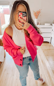 Hot Pink Cozy Cardigan