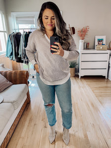 Two Tone V Neck Sweater