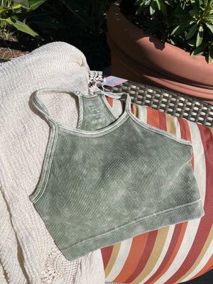 Ribbed Racerback Brami Bralette (Olive)