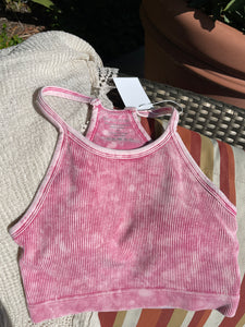 Ribbed Racerback Brami Bralette (Pink)