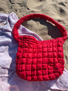 Quilted Hobo Handbag (Red)