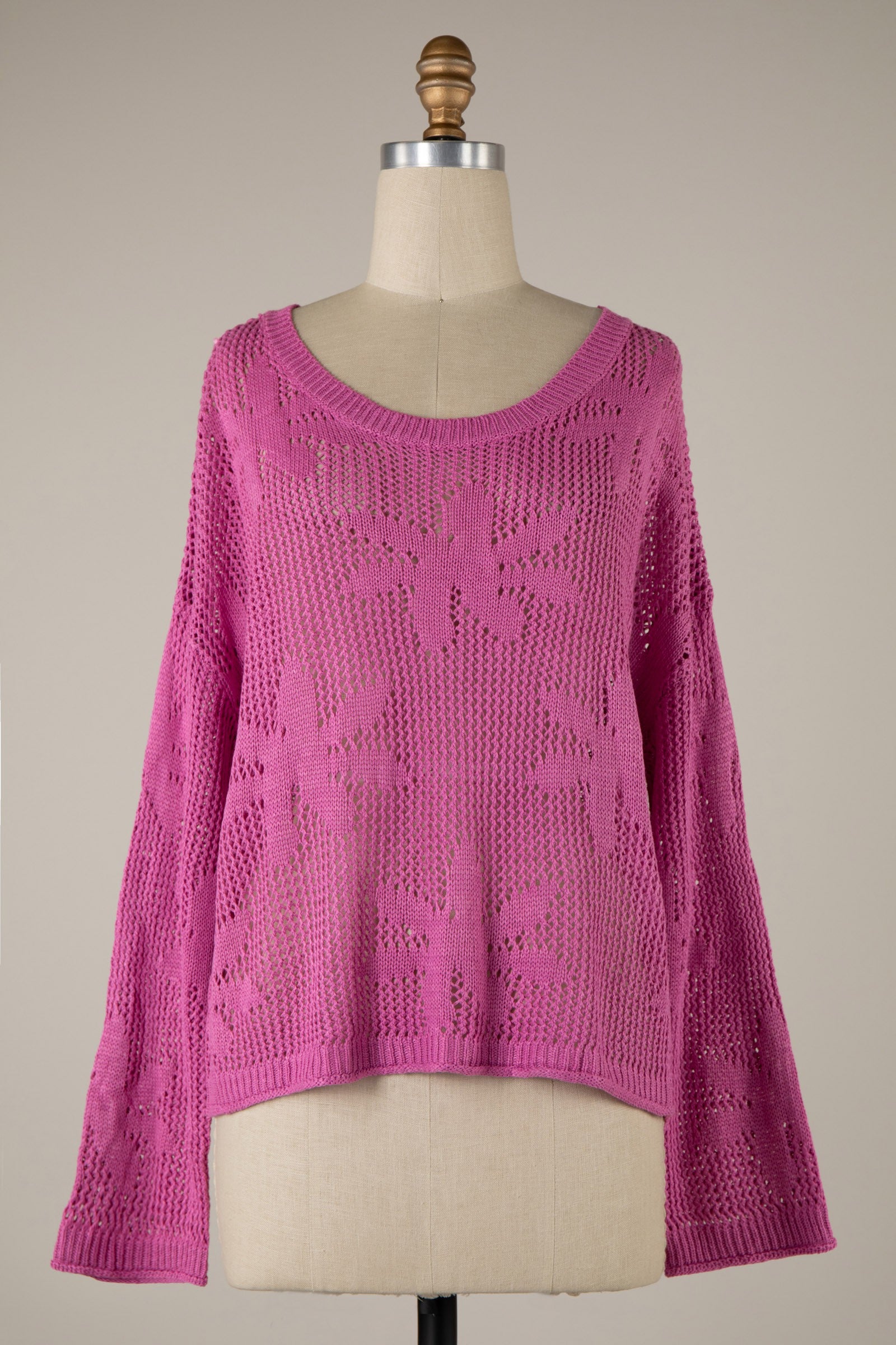 Lavender Crochet Floral Sweater