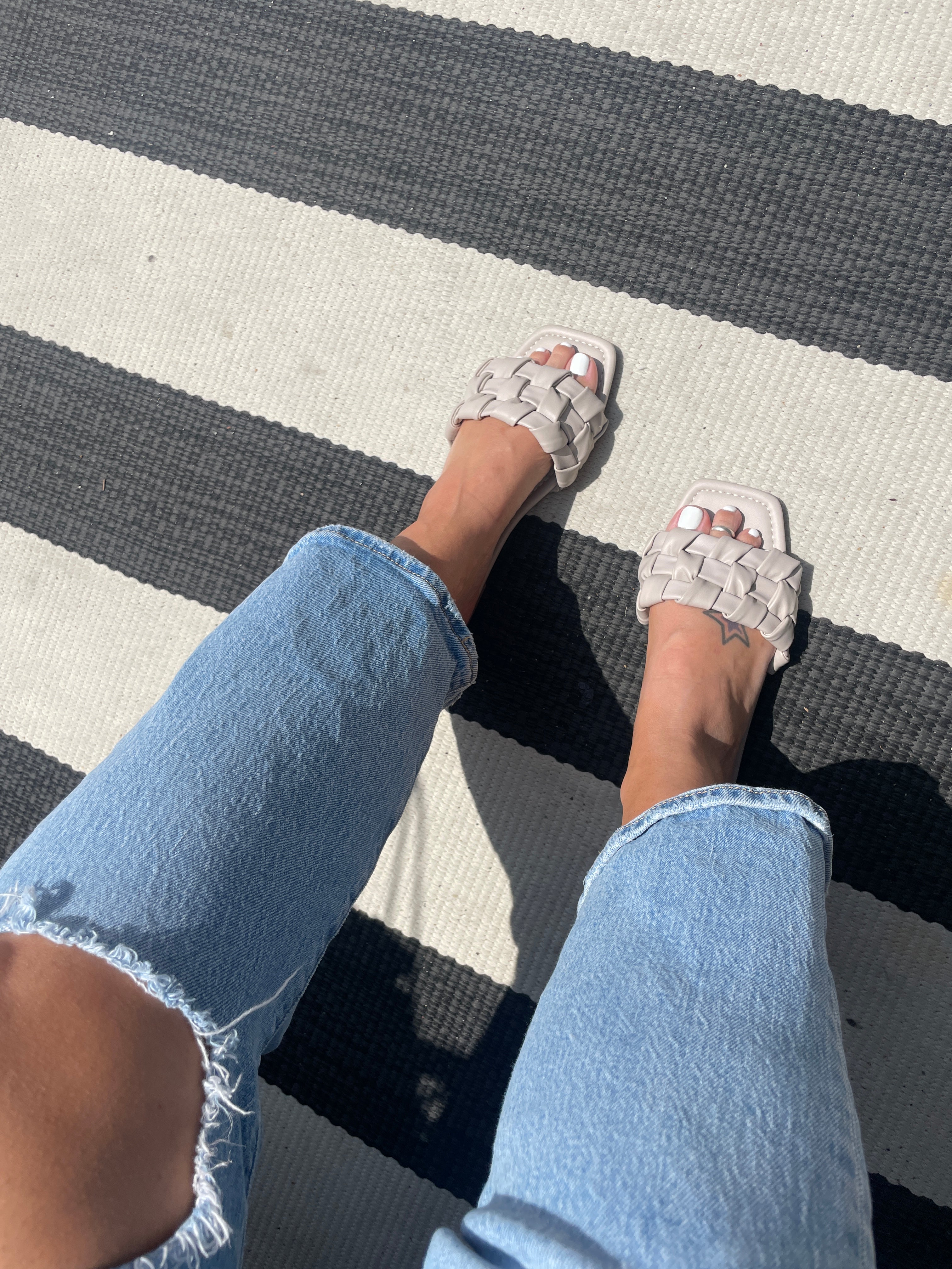 Square Braided Sandal (Taupe)