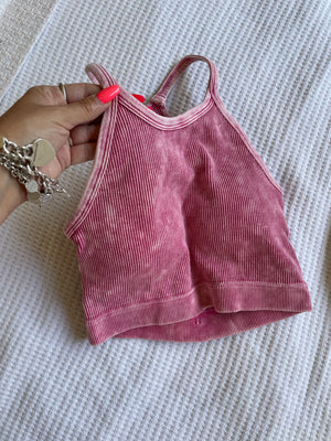 Ribbed Racerback Brami Bralette (Pink)