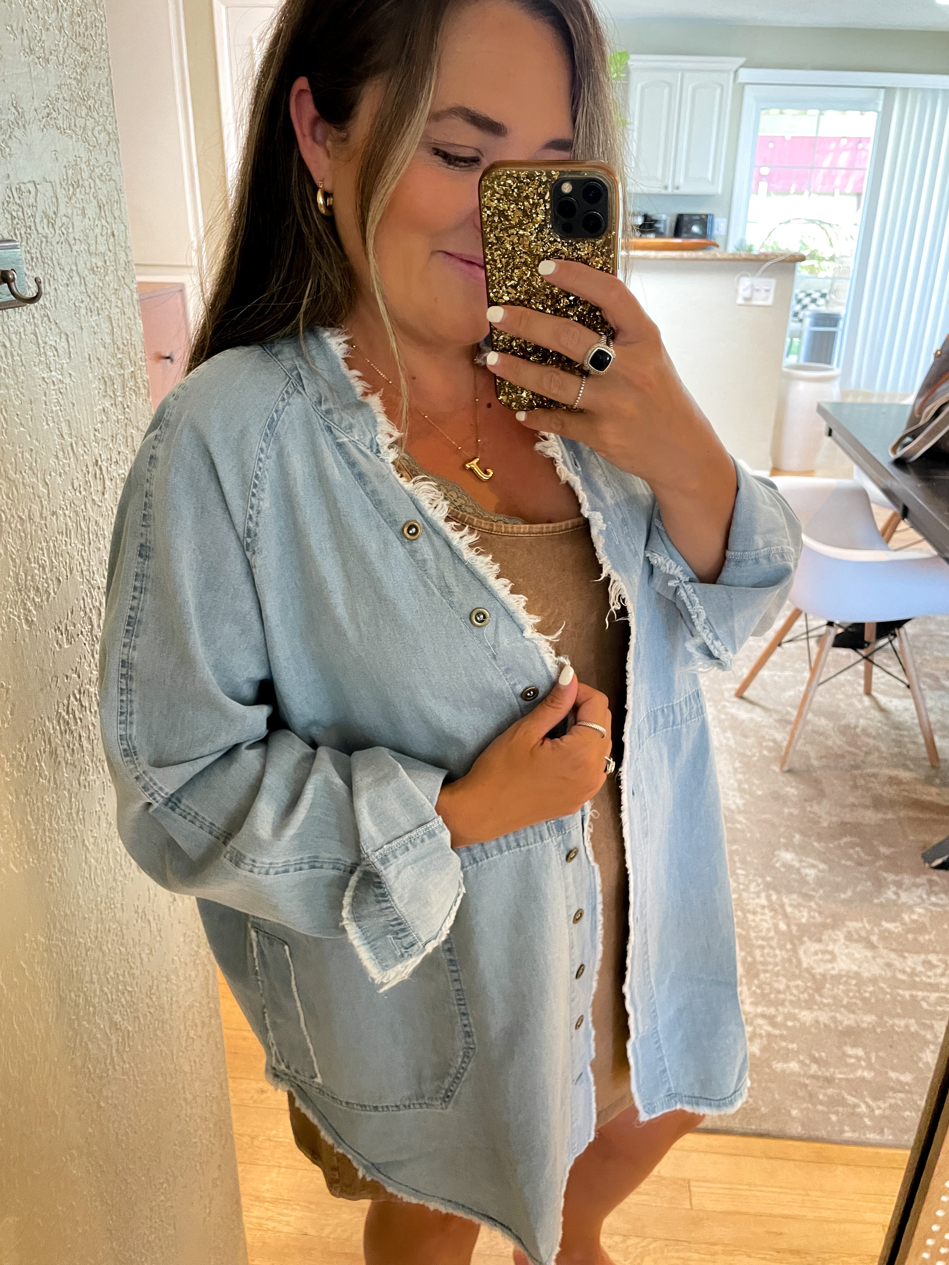 Dolman Sleeve Denim Top