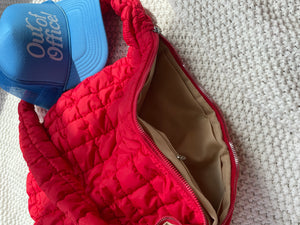Quilted Hobo Handbag (Red)