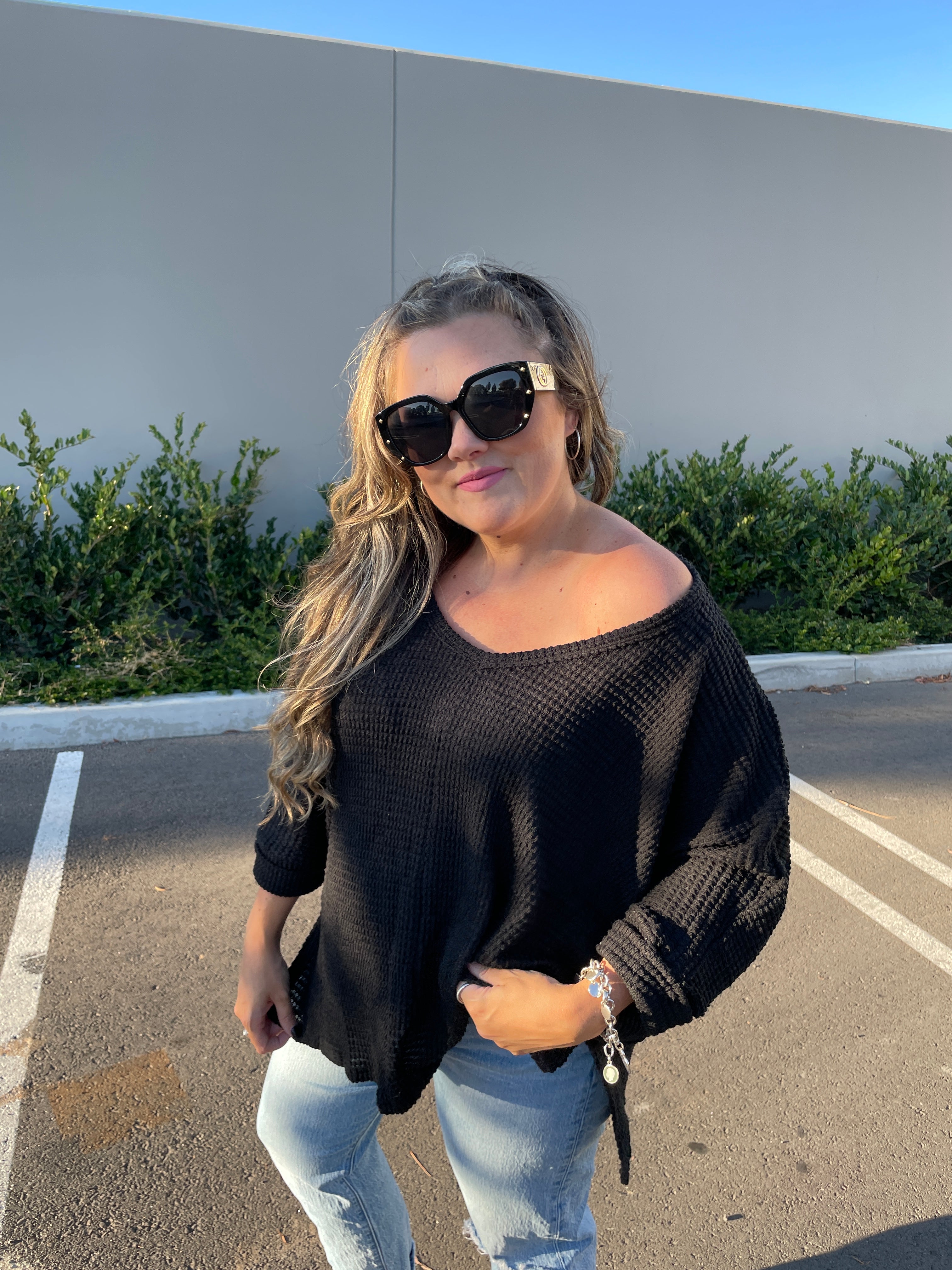 Dark Chocolate Waffle Knit Top