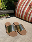 Metallic Thick Strap Flat Sandals