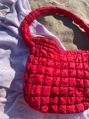 Quilted Hobo Handbag (Red)