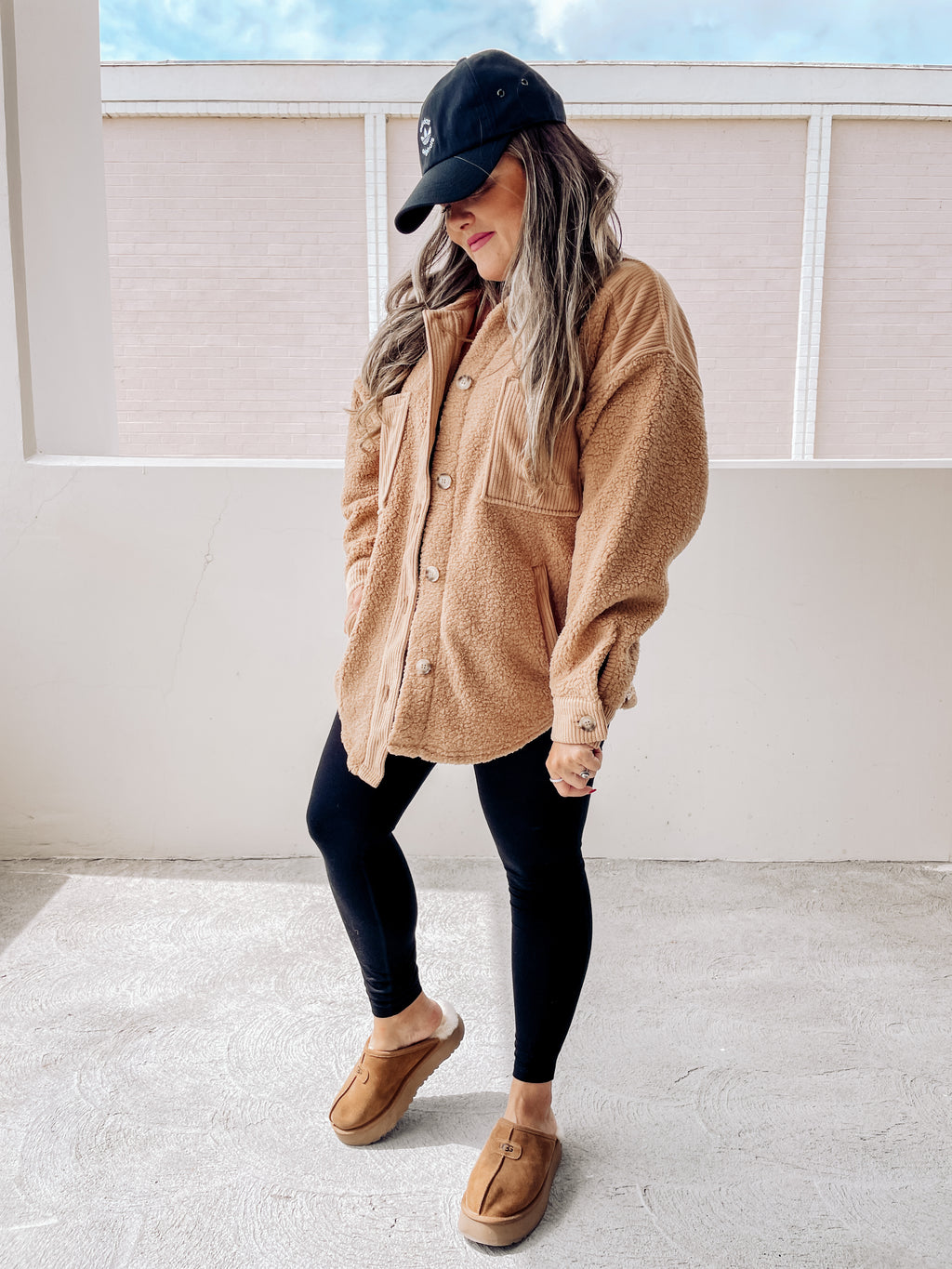Sherpa Meets Corduroy Shacket (Tan)