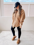 Sherpa Meets Corduroy Shacket (Tan)