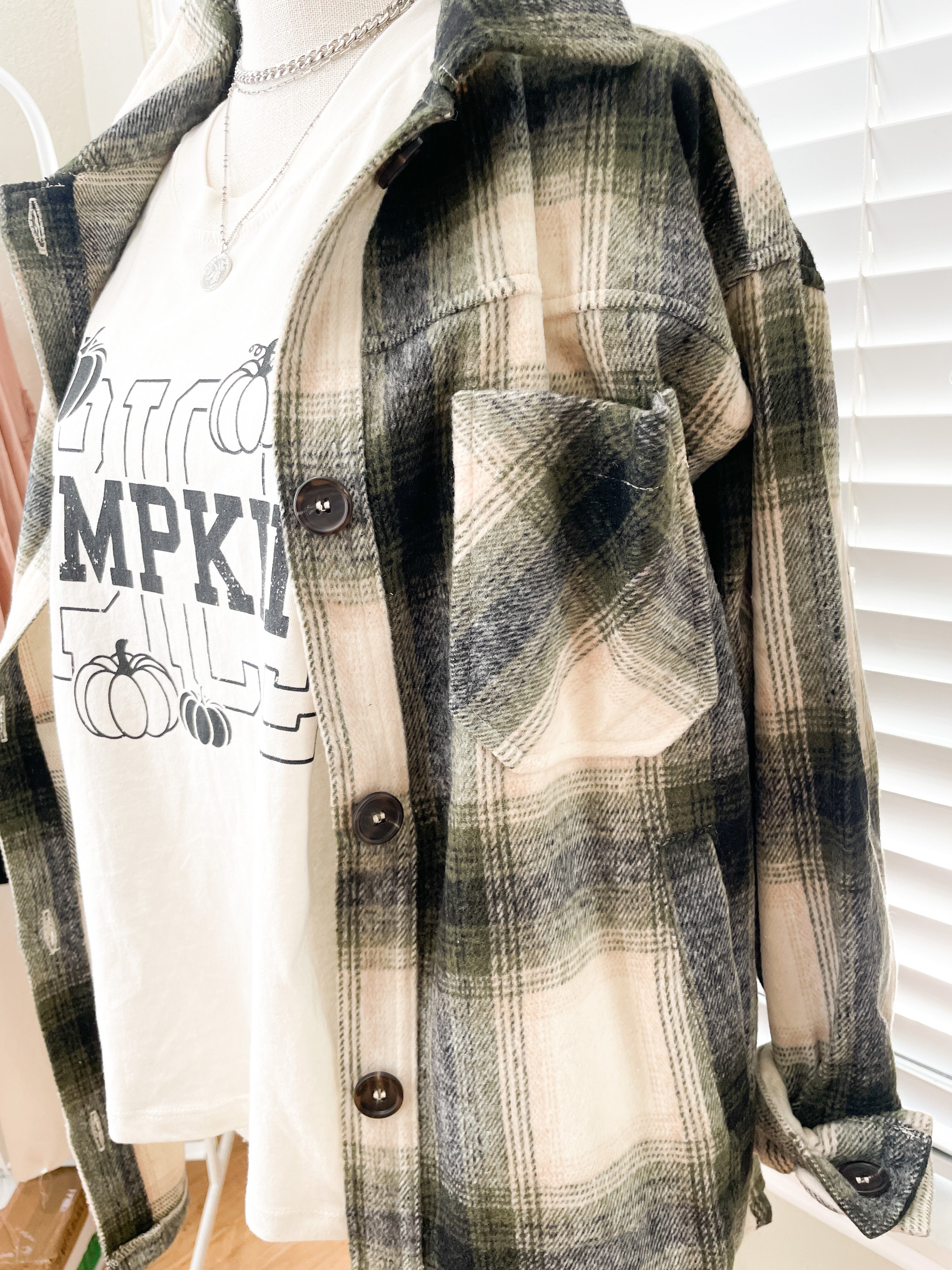Olive Ultimate Plaid Shacket Jacket