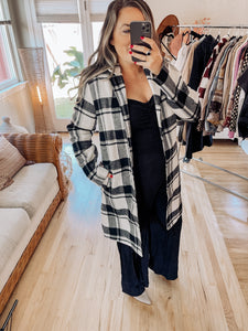 Ready To Go Out Collared Plaid Coat