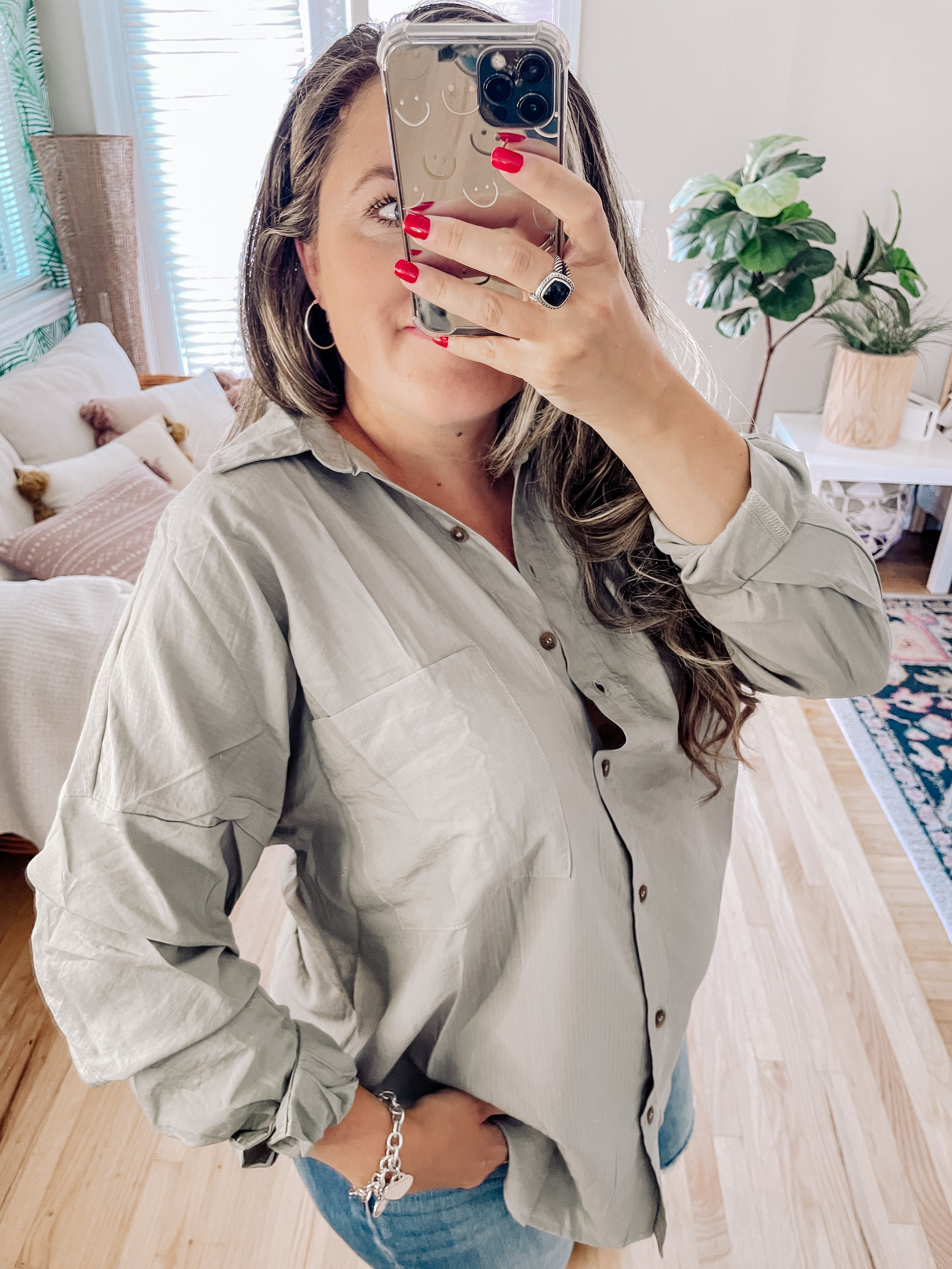 Keep It Chic Button Down Top (Sage)