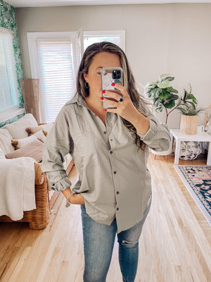 Keep It Chic Button Down Top (Sage)
