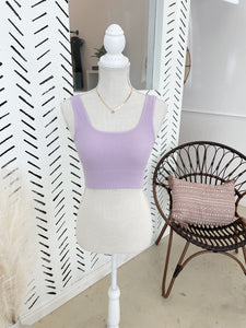 Ribbed Square Neck Brami (Dusty Lavender)