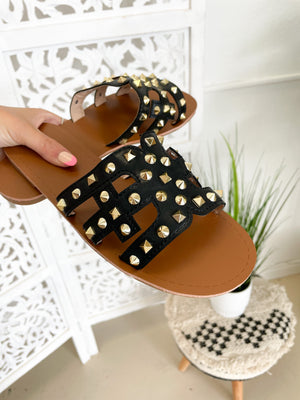 Forever Into Studs Sandals (Black)