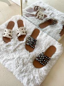 Forever Into Studs Sandals (White)