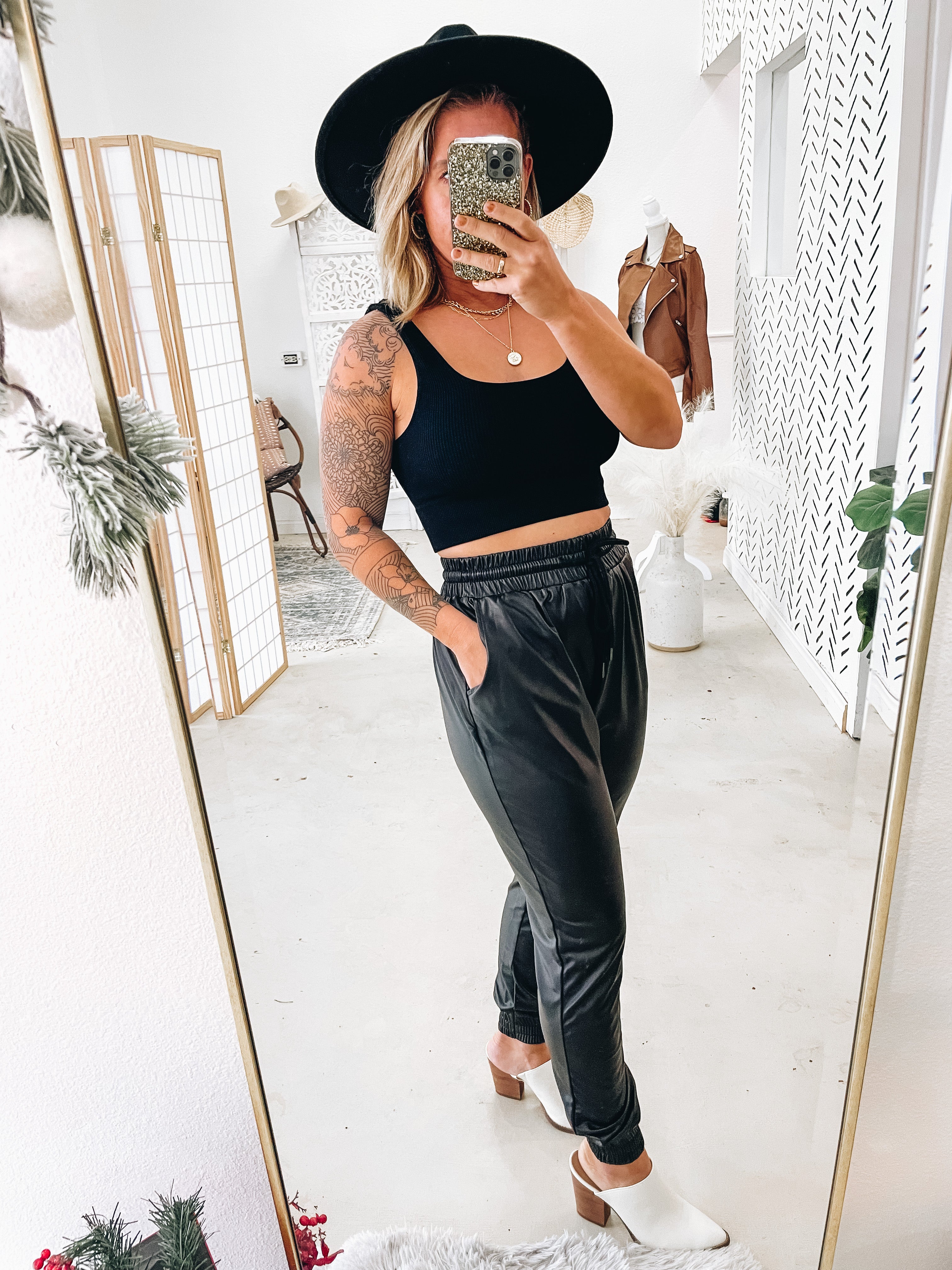 Foxy Faux Leather Joggers